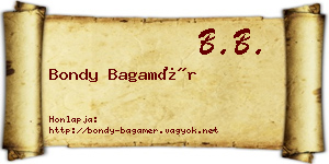 Bondy Bagamér névjegykártya